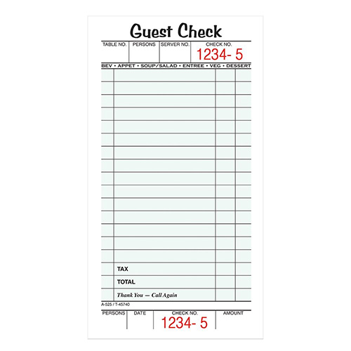 TOPS™ Single Part Guest Checks