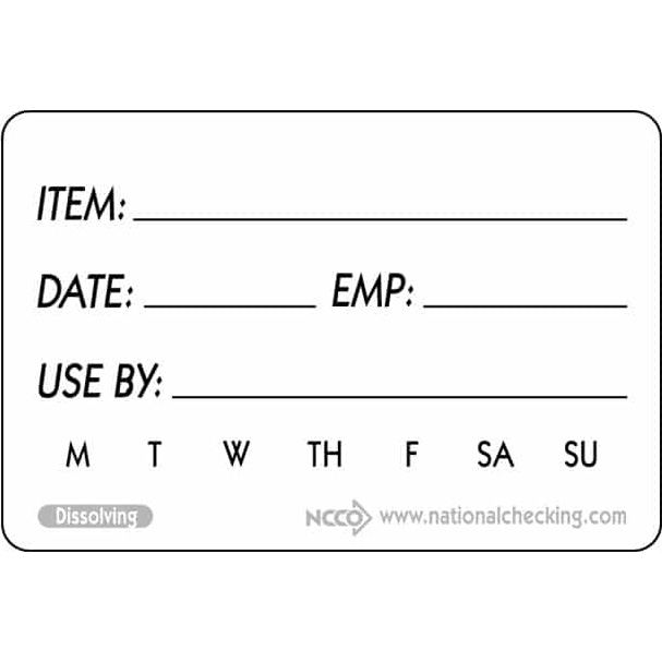 National Checking Company™ Dissolvable Shelf Life Labels