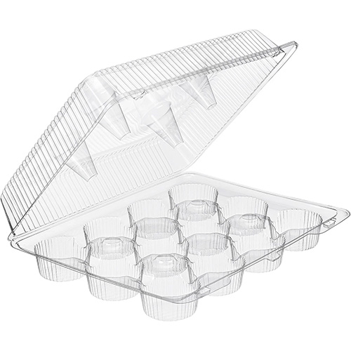 Inline Plastics Essentials SureLock Hinged Clamshell Cupcake Container