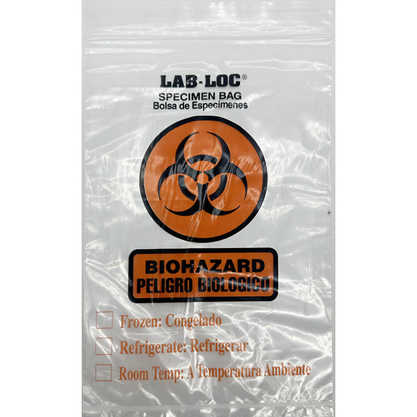 Reclosable 3-Wall Specimen Transfer Bag (Biohazard) 6 x 9