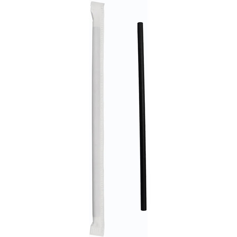 10.25" Jumbo Straw Black Paper Wrapped