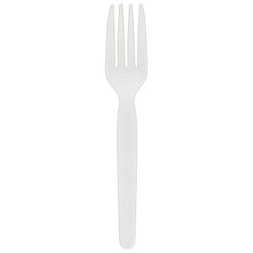 CPLA Compostable Heavy Weight White Fork 6.5" 1000/CS