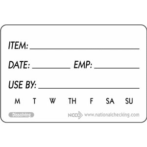 National Checking Company™ Dissolvable Shelf Life Labels