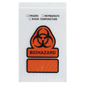 Biohazard Zip Lock Poly Bag with Pouch