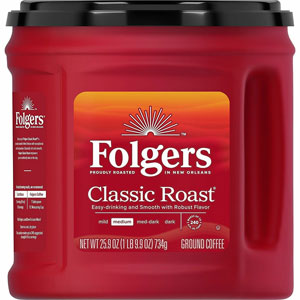 Folgers Classic Roast Ground Coffee 25.9 oz Cainster
