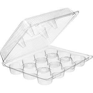 Inline Plastics Essentials SureLock Hinged Clamshell Cupcake Container