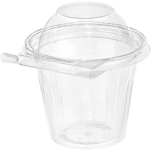 Inline Plastics Safe-T-Fresh Tamper Evident Hinged Cup with Dome Lid