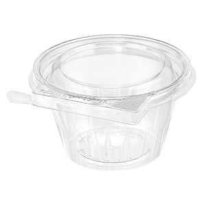 Inline Plastics Safe-T-Fresh Tamper Evident Hinged Cup with Flat Lid