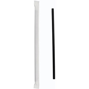10.25" Jumbo Straw Black Paper Wrapped