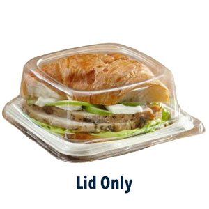 5.75" Square Dome Lid PET Clear For Fiber Sandwich Tray